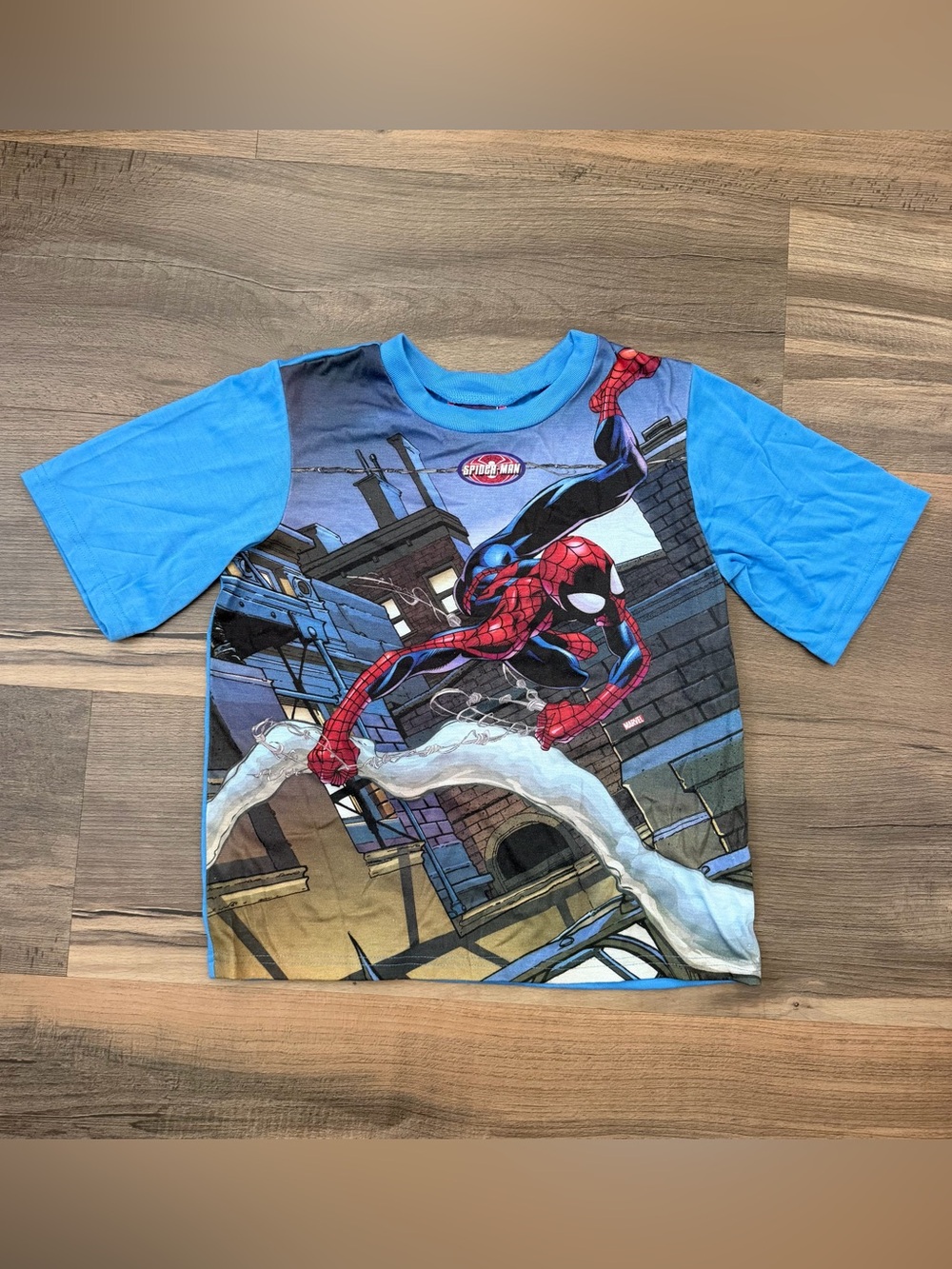 Vintage Y2K Spiderman 2005 Web Slinging Spidey Short Sleeve Pajama Top Sz. 12/14